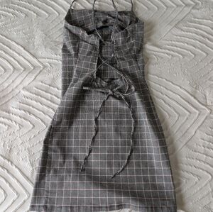 Garage Gray Plaid Backless Dress